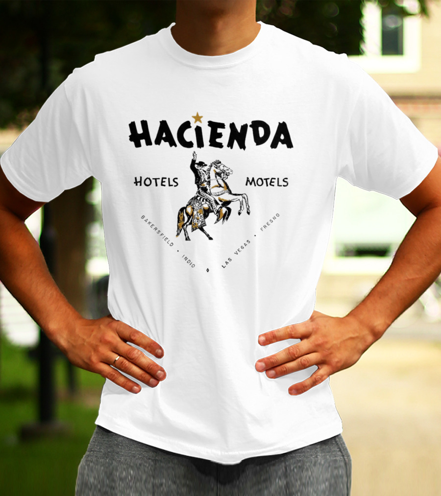Hacienda Hotels Motels Bakersfield Indio Las Vegas Fresno Vintage Star Rider T-Shirt