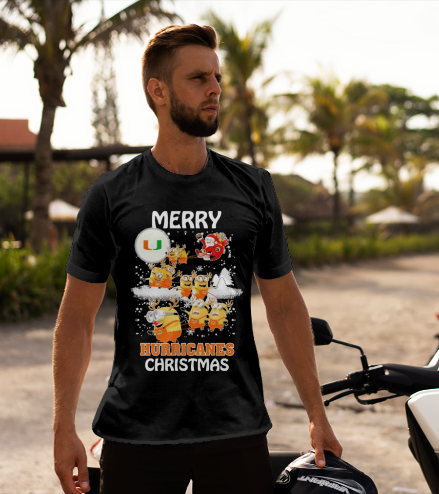 Merry Minions Miami Hurricanes Christmas T-Shirt