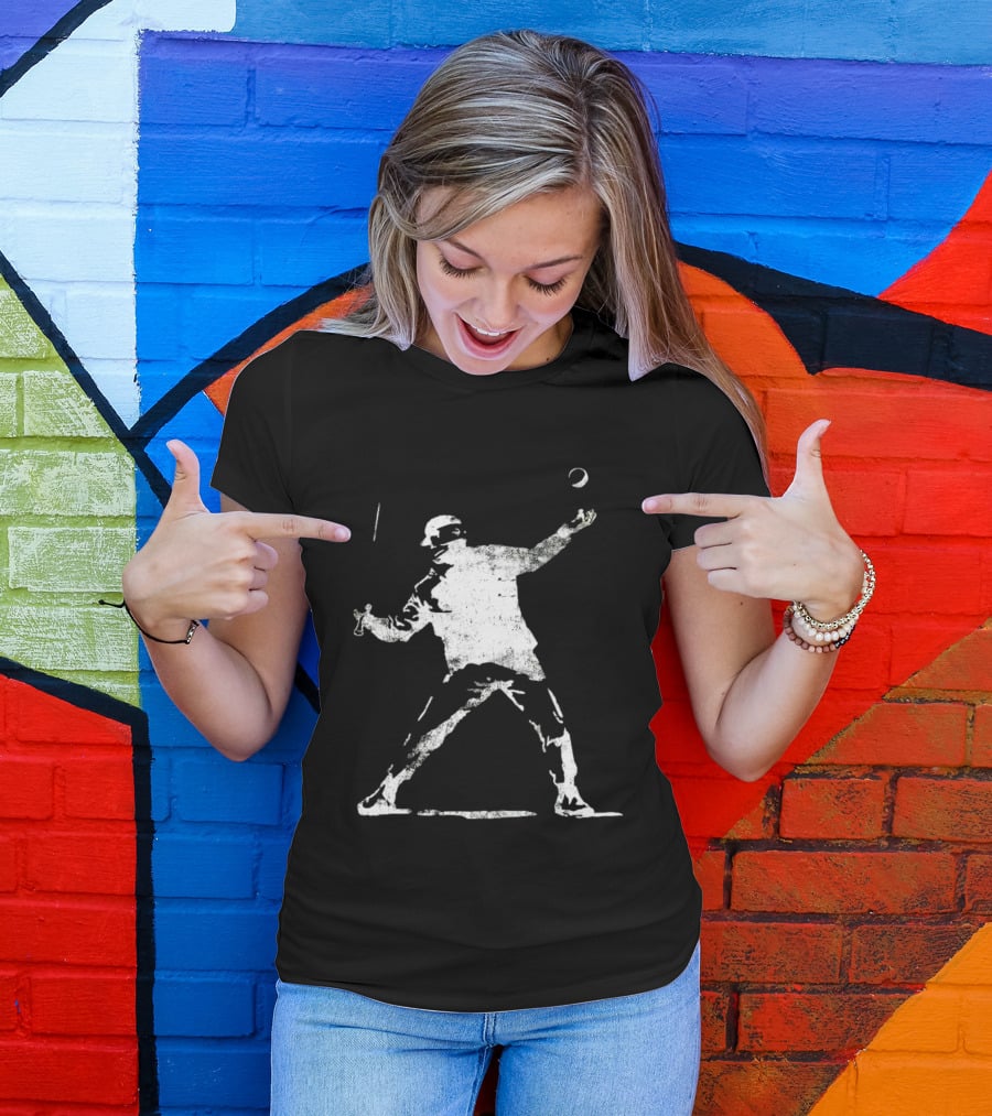 Banksy Flower Thrower Graffiti Street Art Baseball T-Shirt
