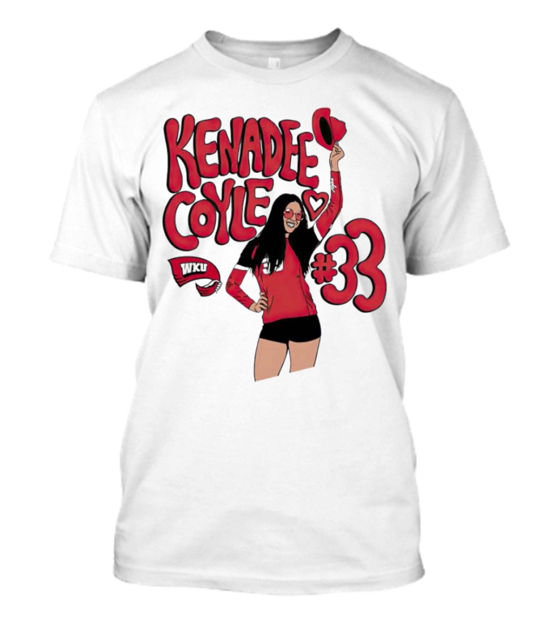 Kenadee Coyle WKU Heart #33 Western Kentucky Hilltoppers Volleyball T-Shirt