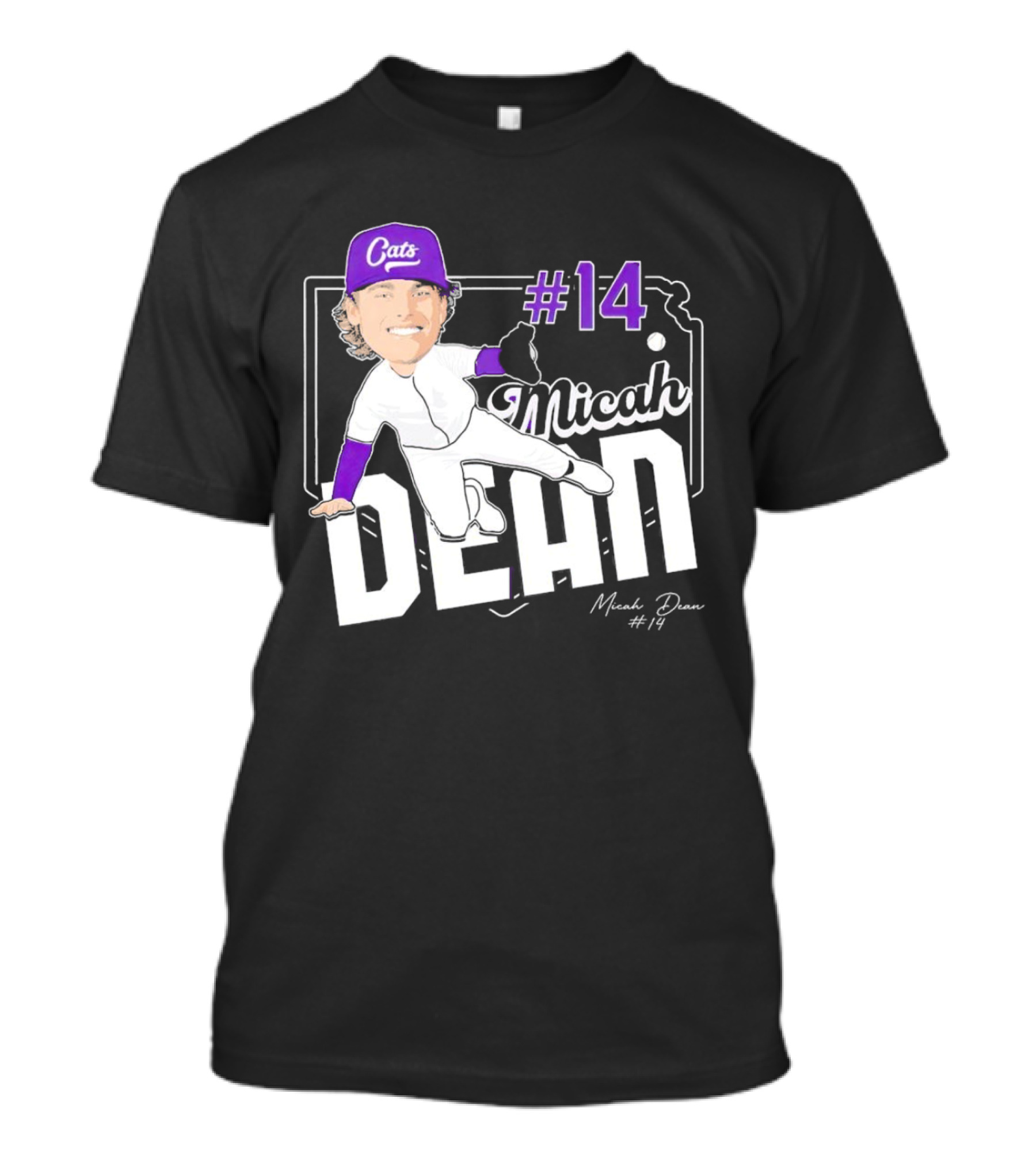 Micah Dean #14 Kansas State Wildcats Cats Infielder Signature T-Shirt