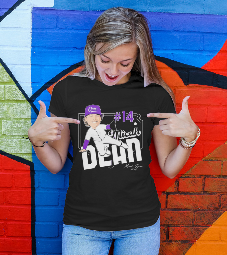 Micah Dean #14 Kansas State Wildcats Cats Infielder Signature T-Shirt