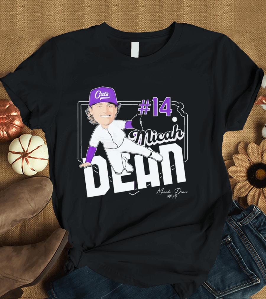 Micah Dean #14 Kansas State Wildcats Cats Infielder Signature T-Shirt