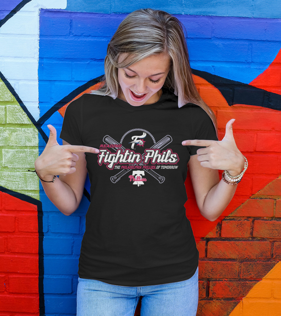 Reading Fightin Phils Philadelphia Phillies Of Tomorrow Phillies Logo With Crossed Bats T-Shirt