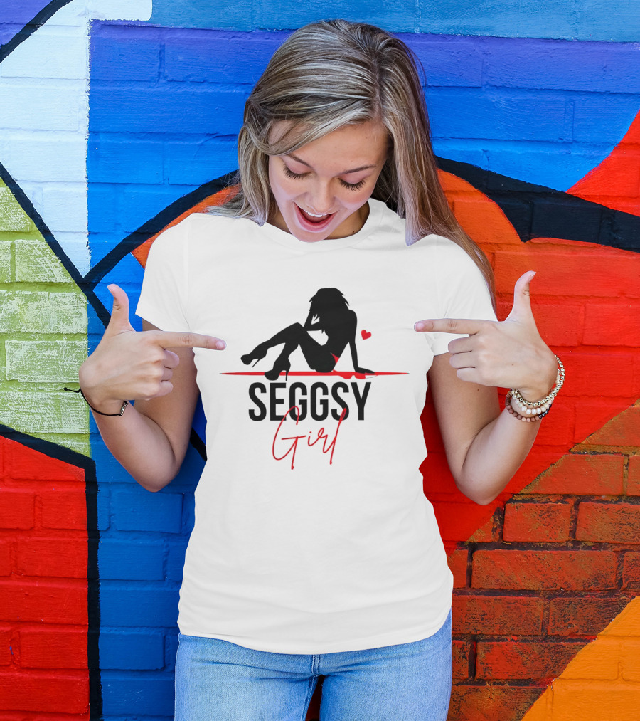 Seggsy Girl Silhouette With Heart And Red Accents T-Shirt