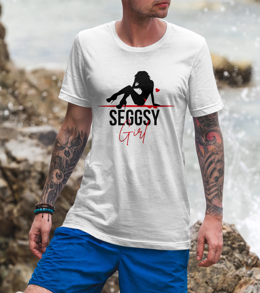 Seggsy Girl Silhouette With Heart And Red Accents T-Shirt
