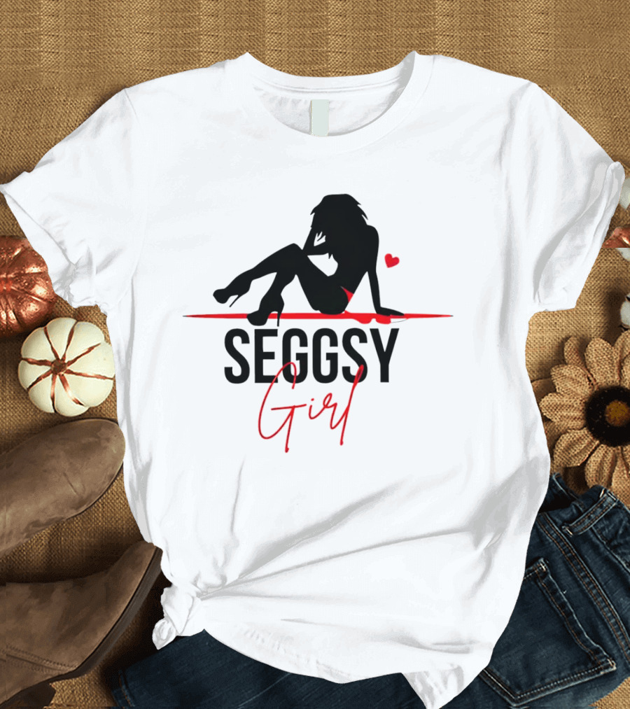 Seggsy Girl Silhouette With Heart And Red Accents T-Shirt