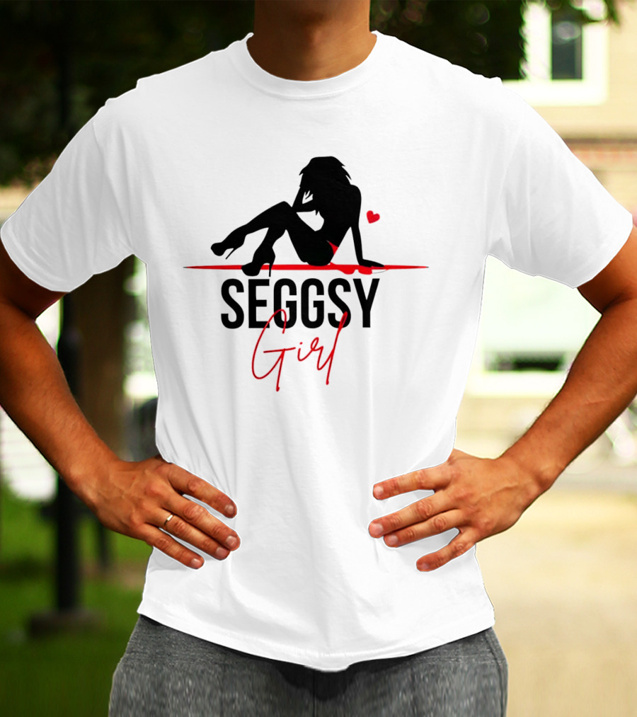 Seggsy Girl Silhouette With Heart And Red Accents T-Shirt