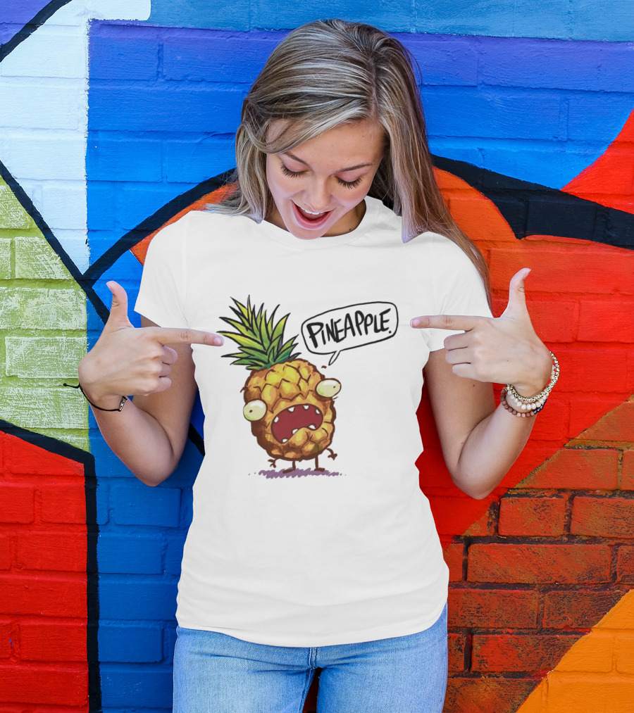 Pineapple Cute Pineapple With Cartoon Face And Funny Expression T-Shirt