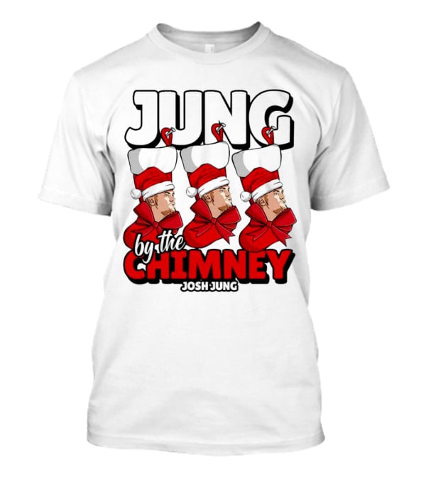 Jung By The Chimney Josh Jung Texas Rangers Santa Hat Bow T-Shirt