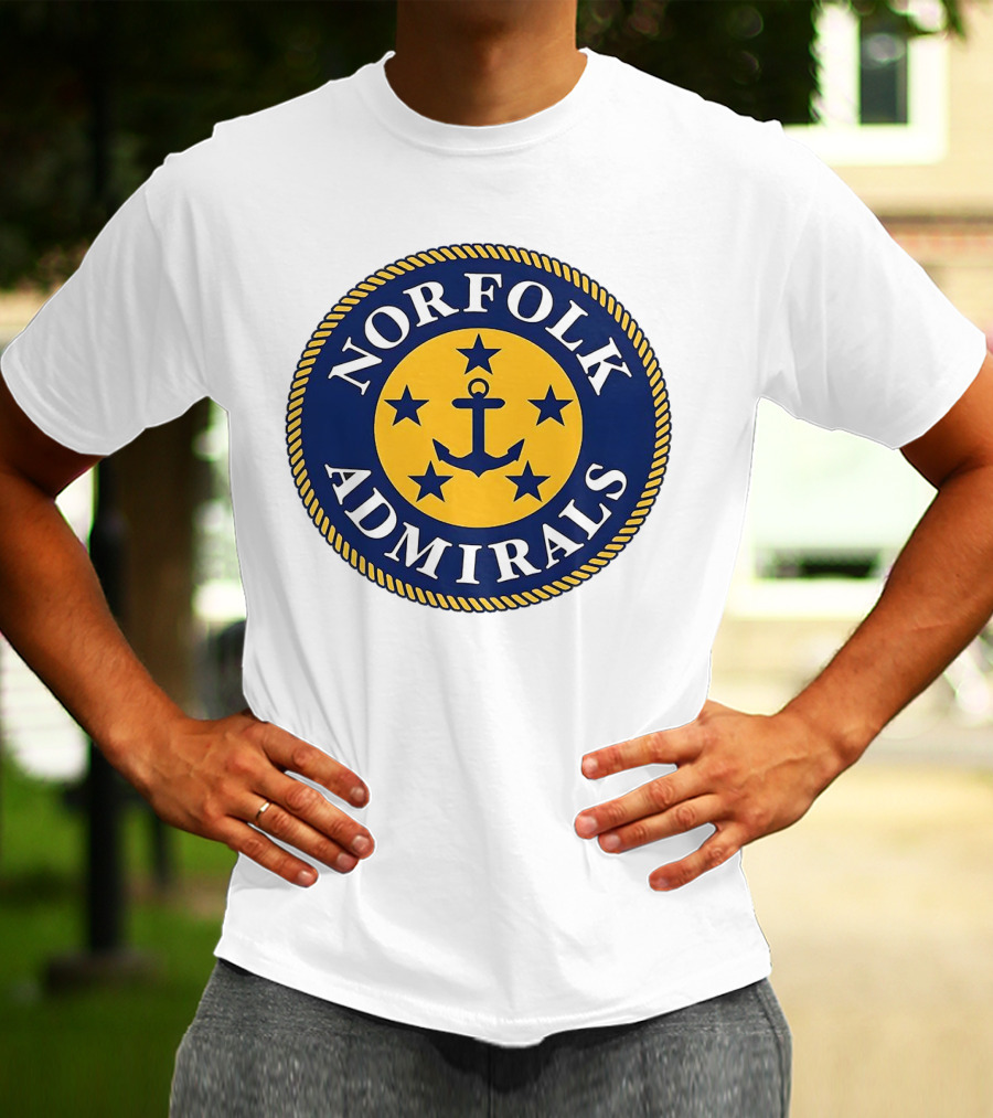 Norfolk Admirals Anchored Stars Emblem Navy Yellow T-Shirt