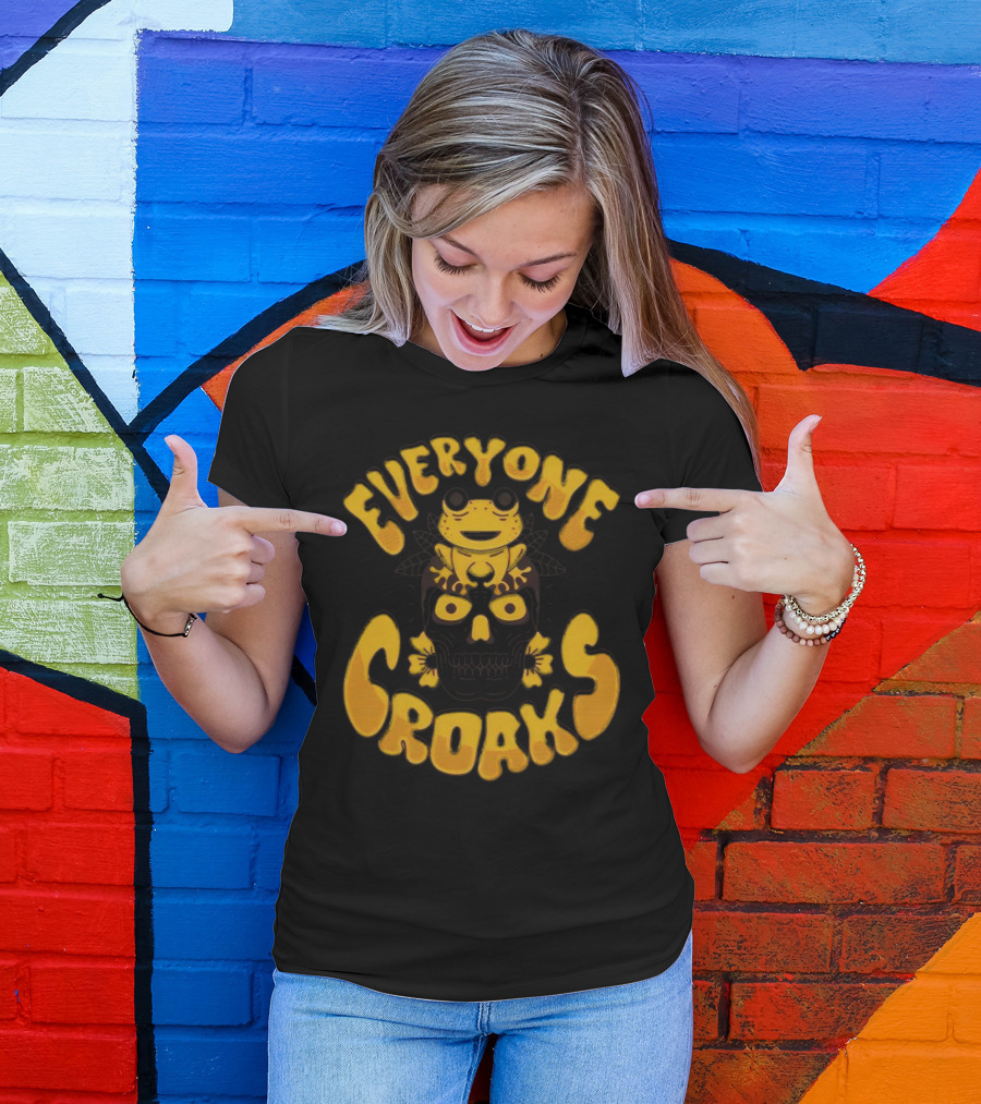 Everyone Croaks Frog On Skull T-Shirt