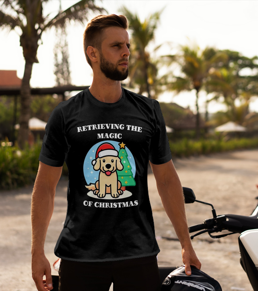 Retrieving The Magic Of Christmas With Santa Dog And Christmas Tree T-Shirt