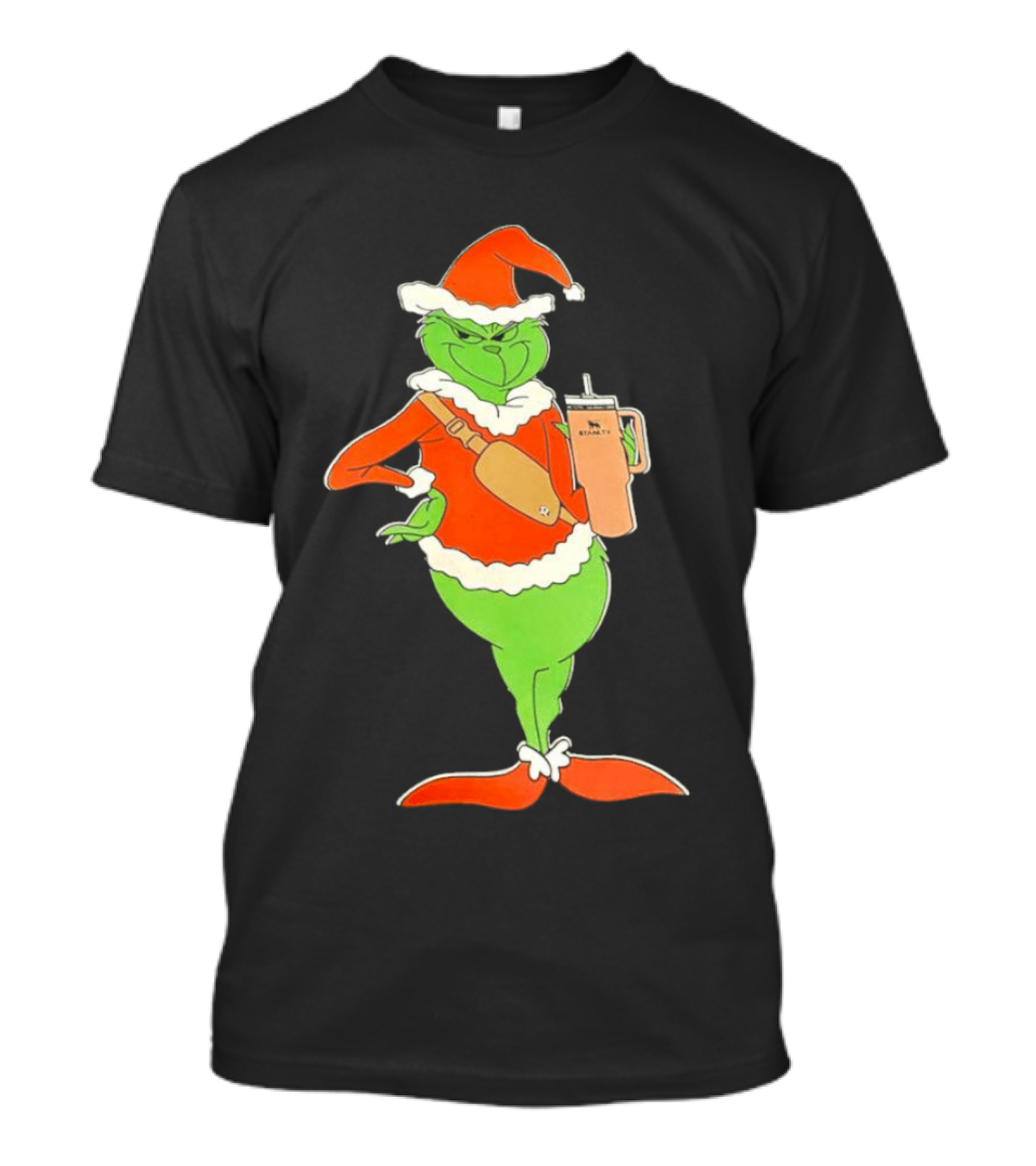 Grinch Santa Stanley Christmas Holiday Cheer Scene T-Shirt