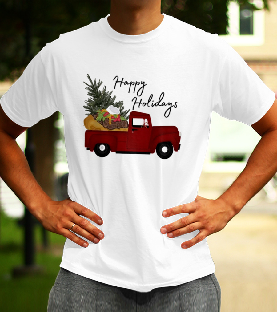 Happy Holidays Red Truck With Taco And Tree T-Shirt