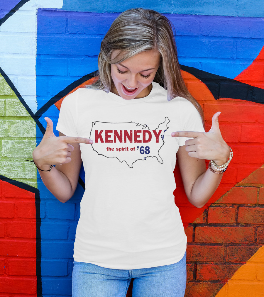 Kennedy The Spirit Of ’68 USA Map Outline T-Shirt