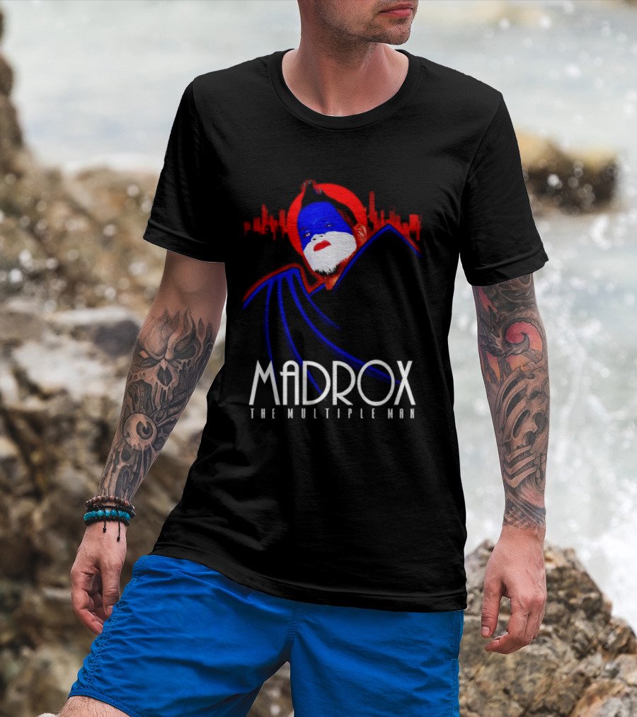 Madrox The Multiple Man City Skyline Red Blue Face Paint T-Shirt