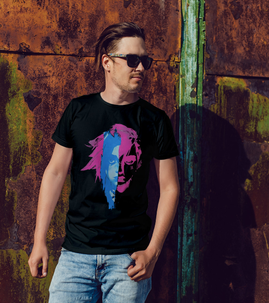 Arcane Vi And Jinx Split Face Blue And Pink T-Shirt