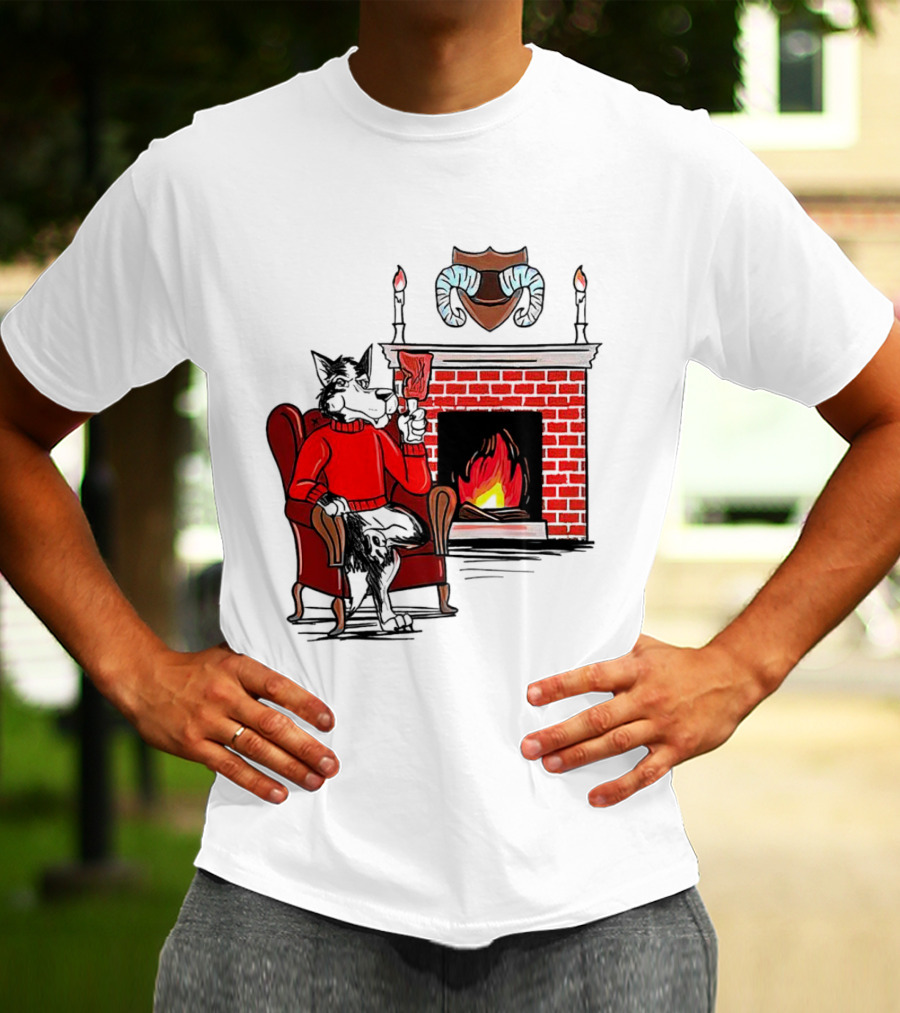 NC State Wolfpack Cozy Fireplace Christmas Scene Sweater Wolf T-Shirt