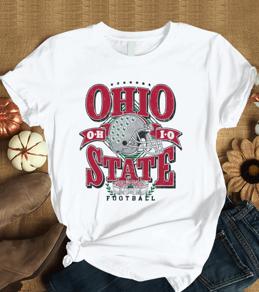Ohio State Buckeyes Football Helmet Stadium Vintage T-Shirt