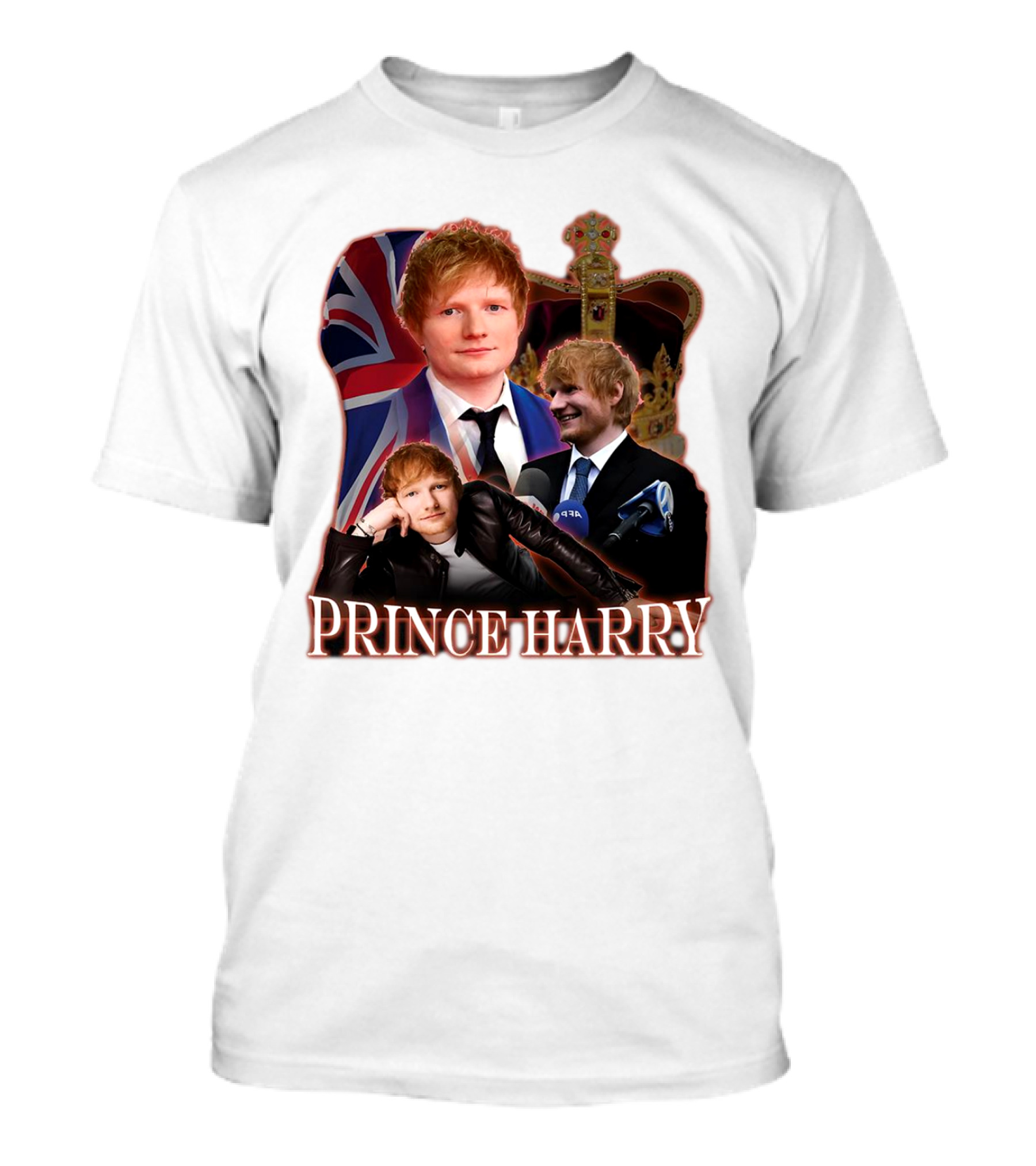 Prince Harry Ed Sheeran Union Jack Crown T-Shirt