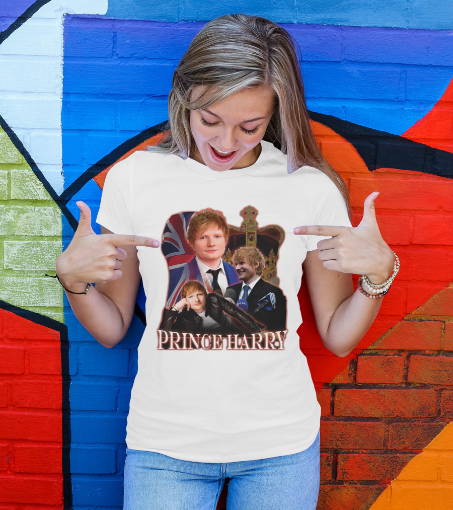 Prince Harry Ed Sheeran Union Jack Crown T-Shirt