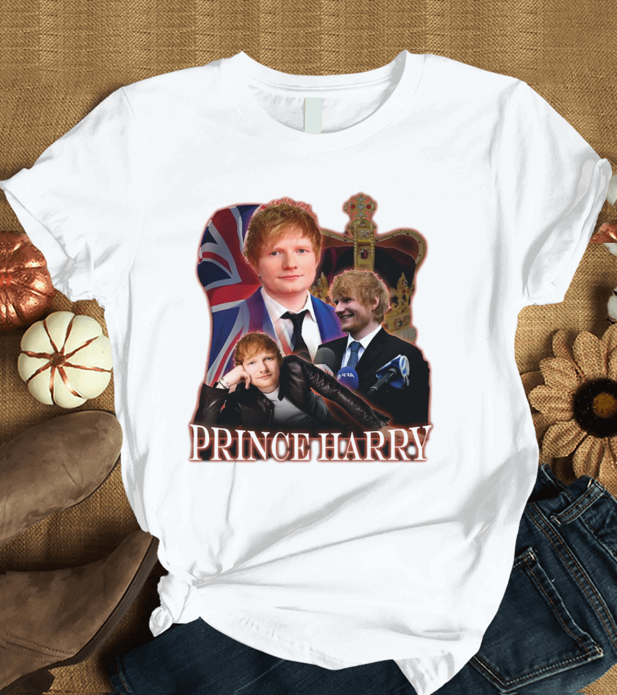 Prince Harry Ed Sheeran Union Jack Crown T-Shirt
