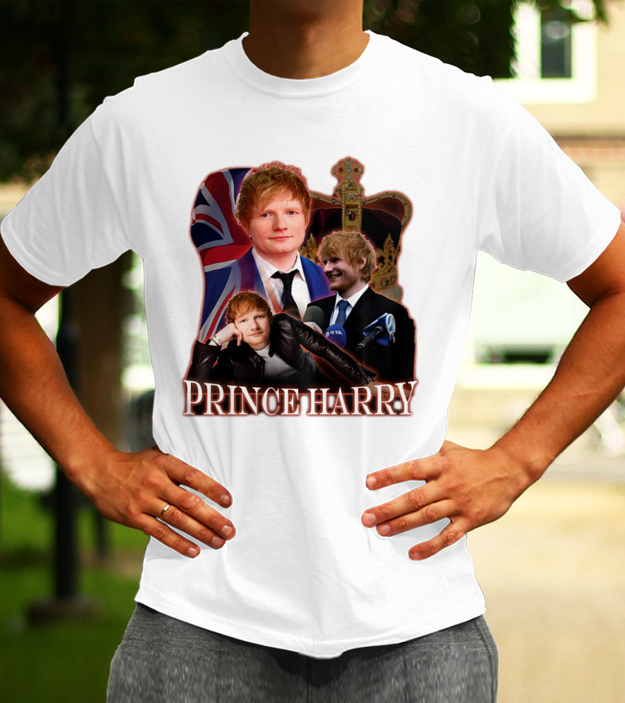 Prince Harry Ed Sheeran Union Jack Crown T-Shirt
