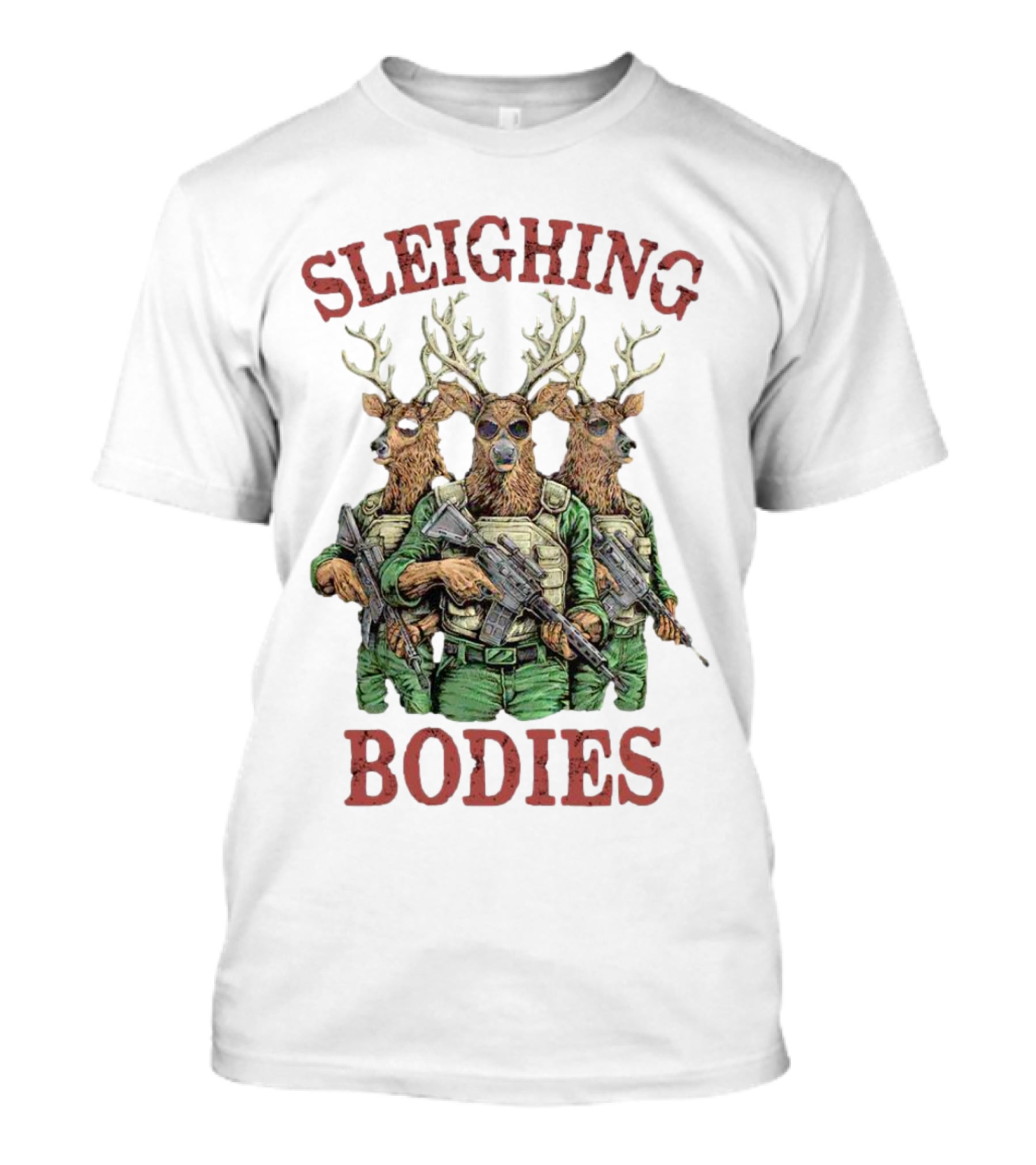 Sleighing Bodies Reindeer Soldiers T-Shirt
