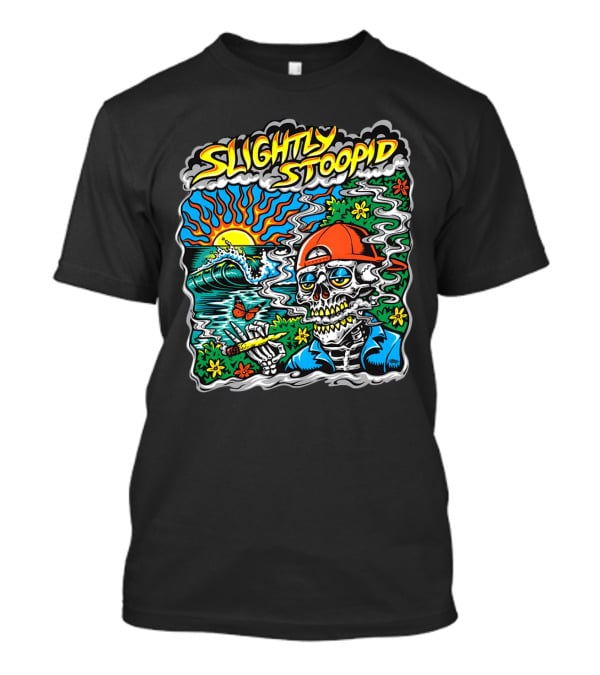 Slightly Stoopid Sun Surf Skeleton Smoke Wake And Bake T-Shirt