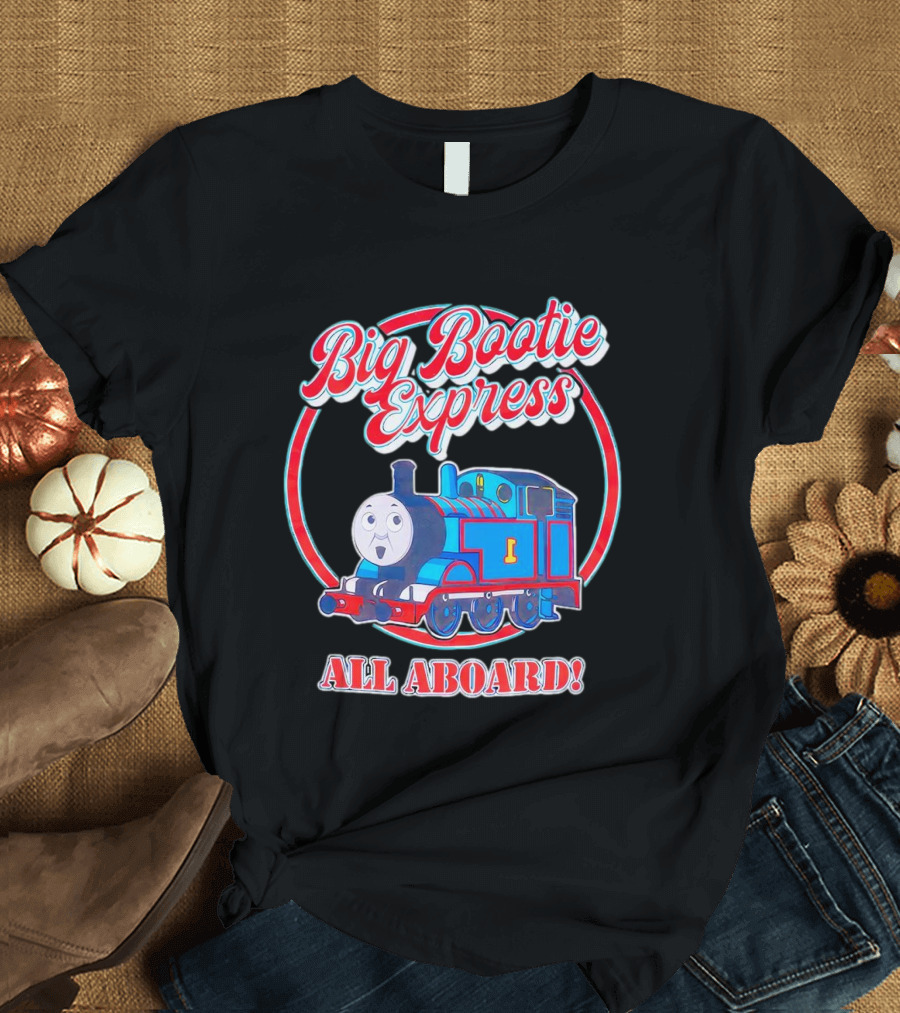 Big Bootie Express All Aboard Train Engine Character T-Shirt