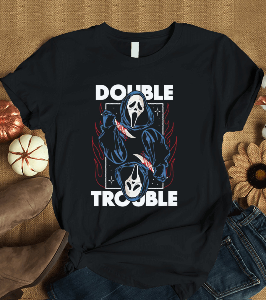 Double Trouble Ghostface Knife Reflection T-Shirt