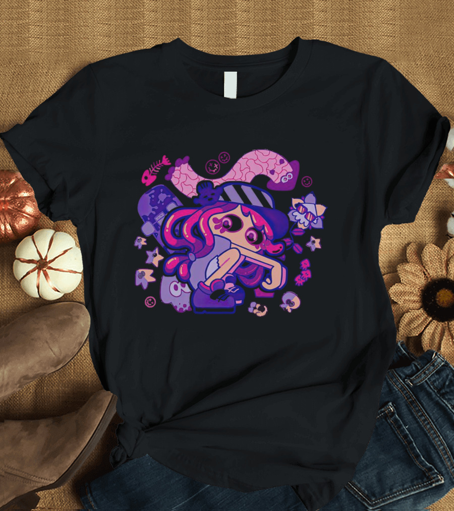 Hotlantis Harmony Splatoon Character Surrounded By Artistic Marine Elements T-Shirt