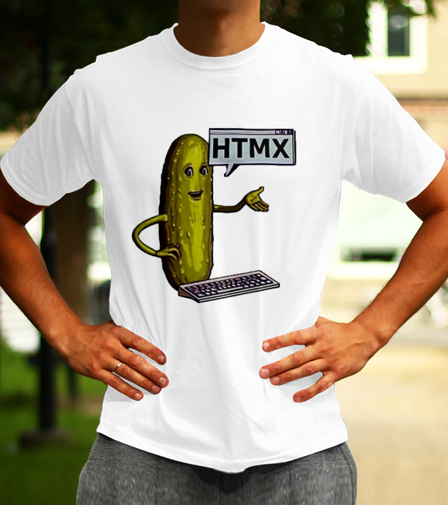 HTMX Keyboard Pickle T-Shirt