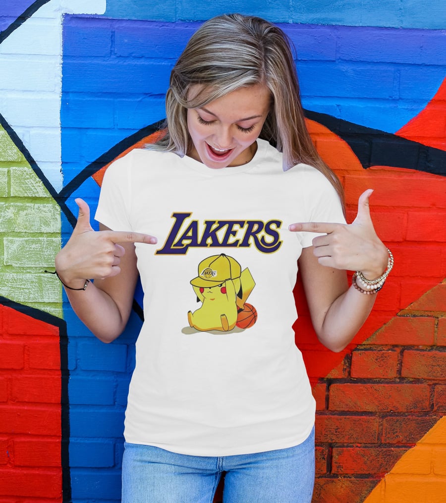 Lakers Pikachu Basketball Hat T-Shirt