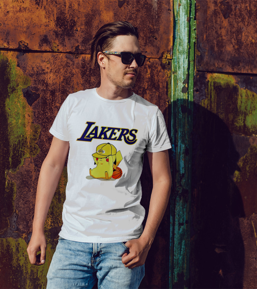 Lakers Pikachu Basketball Hat T-Shirt