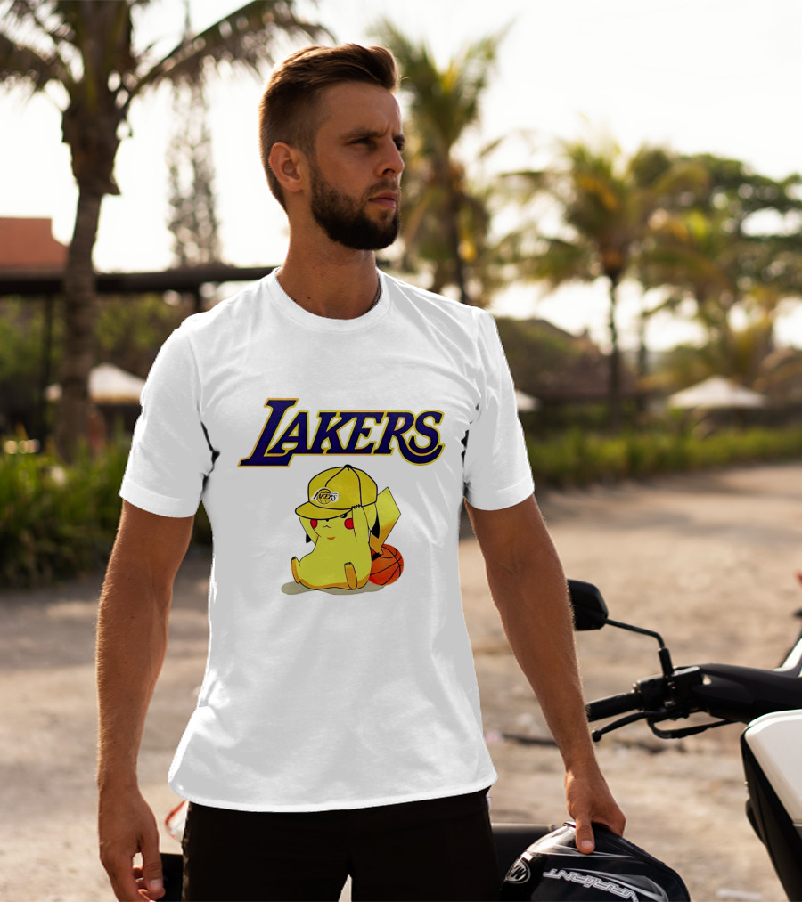Lakers Pikachu Basketball Hat T-Shirt