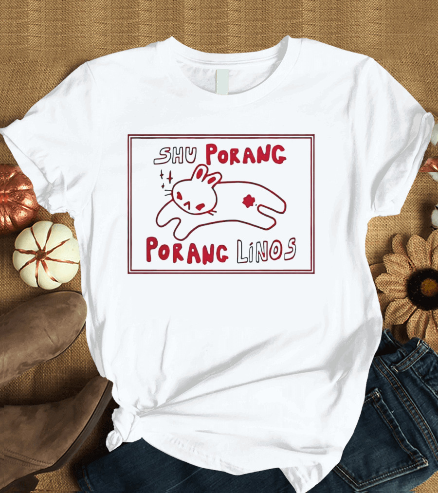 SHU Porang Porang Linos Cat Drawing T-Shirt