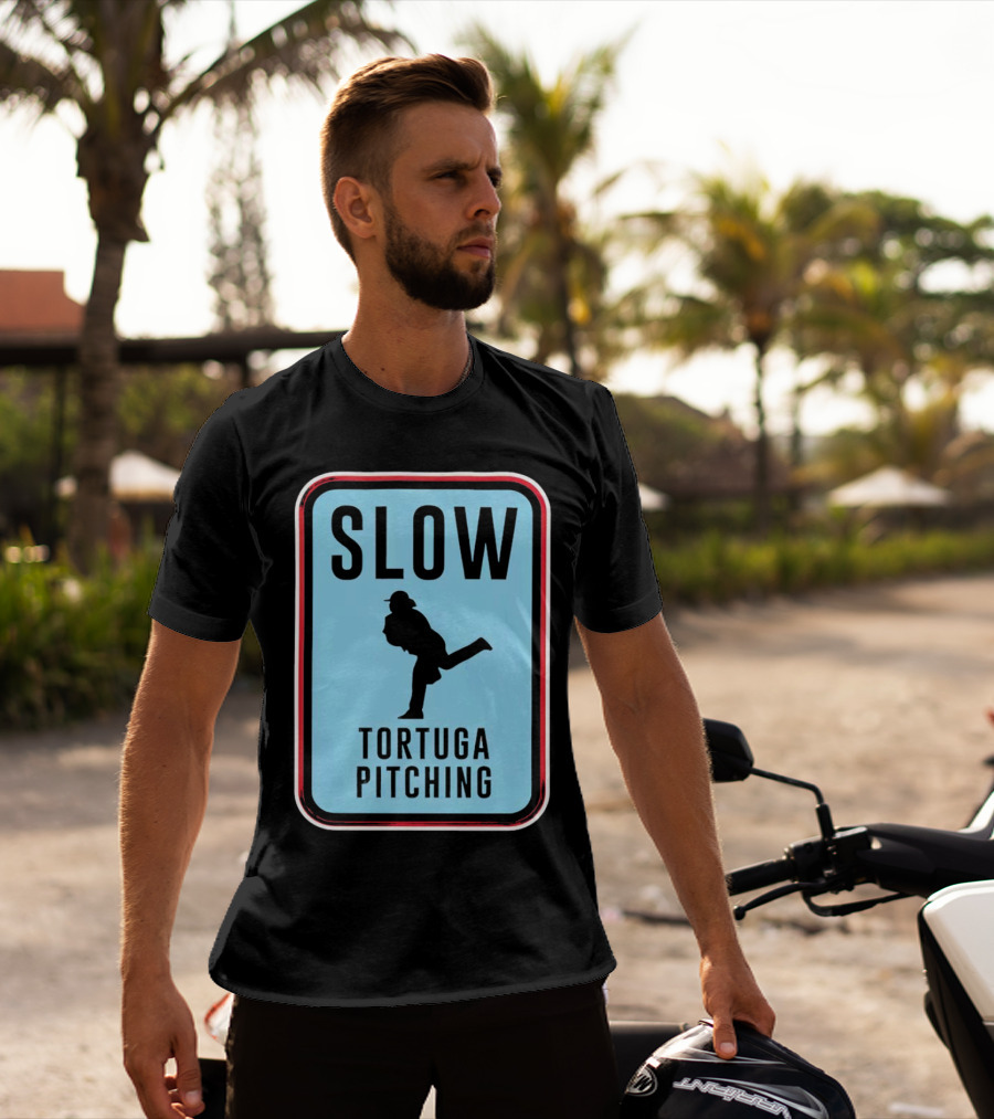 SLOW Tortuga Pitching Sign Baseball T-Shirt
