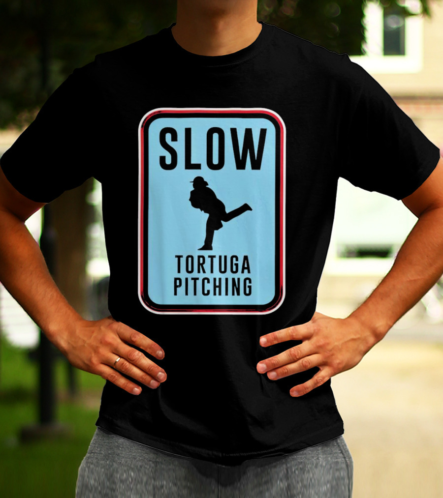 SLOW Tortuga Pitching Sign Baseball T-Shirt