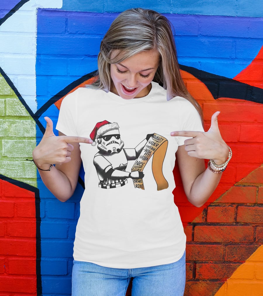 Stormtrooper Santa Naughty Nice List Vader Chewie Holiday Fun T-Shirt