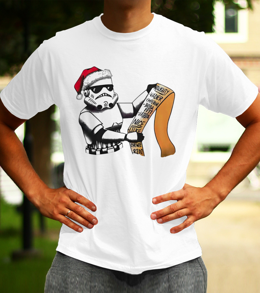 Stormtrooper Santa Naughty Nice List Vader Chewie Holiday Fun T-Shirt