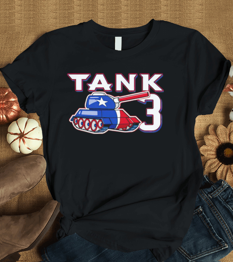 Texas Rangers Tank 3 Patriotic Flag Colors T-Shirt
