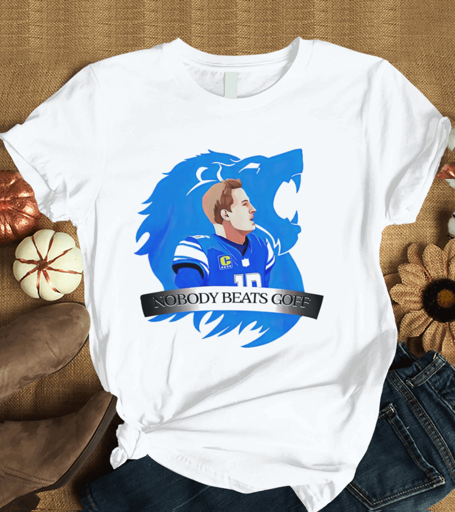 That’s Good Sports Nobody Beats Goff Blue Lion Football Player T-Shirt