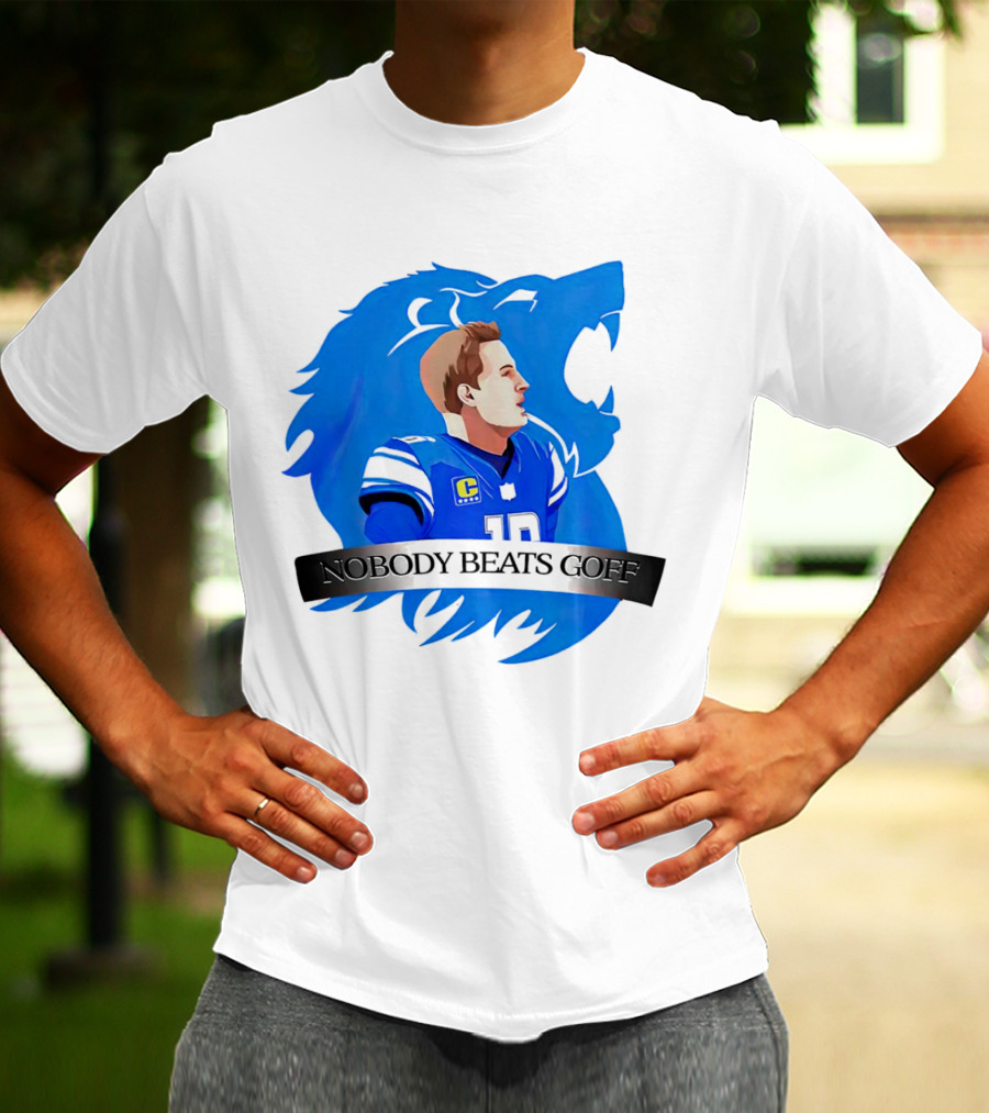 That’s Good Sports Nobody Beats Goff Blue Lion Football Player T-Shirt