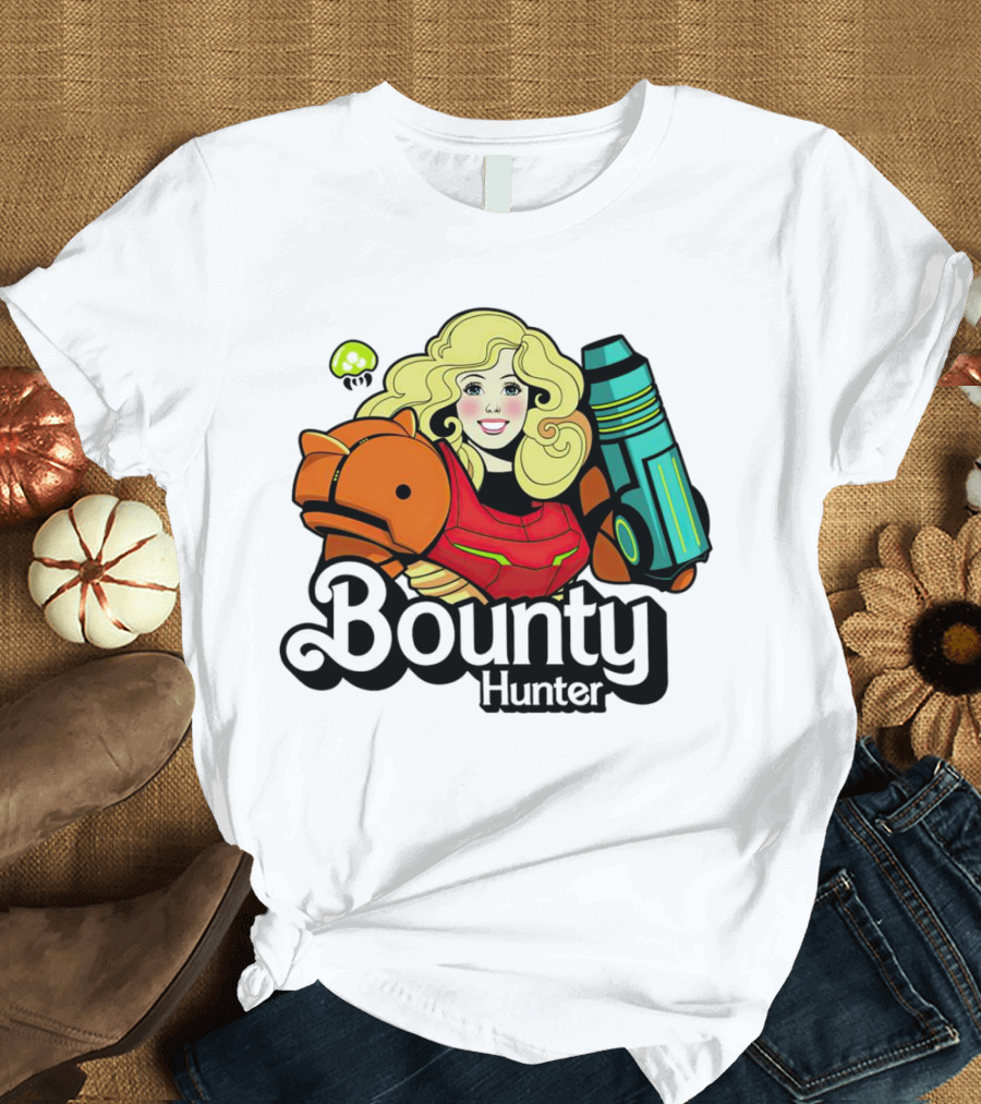 Bounty Hunter Retro Blonde Character With Sci-Fi Armor T-Shirt