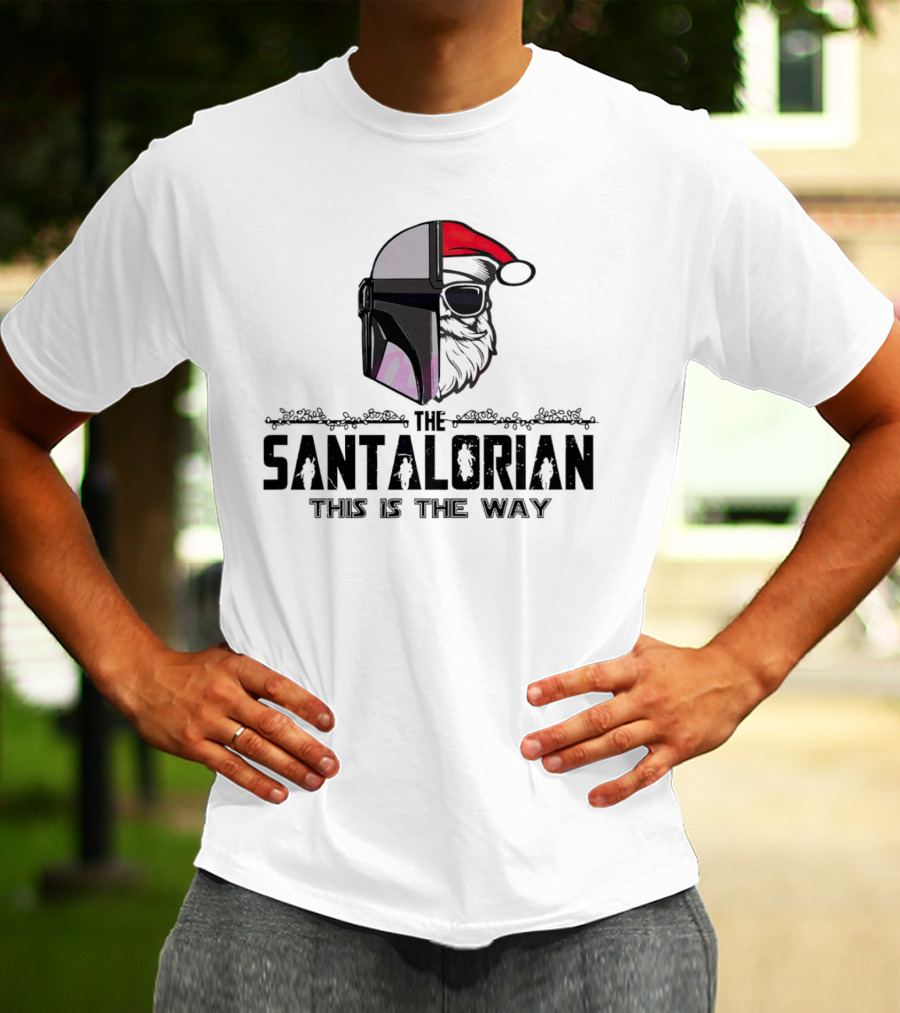 The Santalorian This Is The Way Santa Claus Christmas Helmet Santa Hat T-Shirt