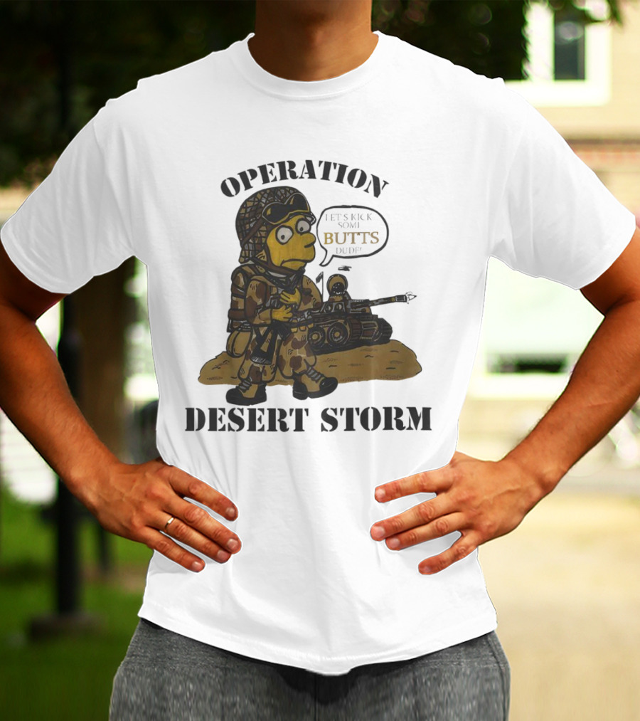 Operation Desert Storm Bart Simpson Let's Kick Butts T-Shirt