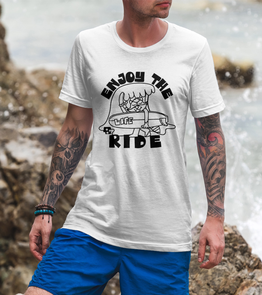 Enjoy The Surfing Cat Life Ride T-Shirt
