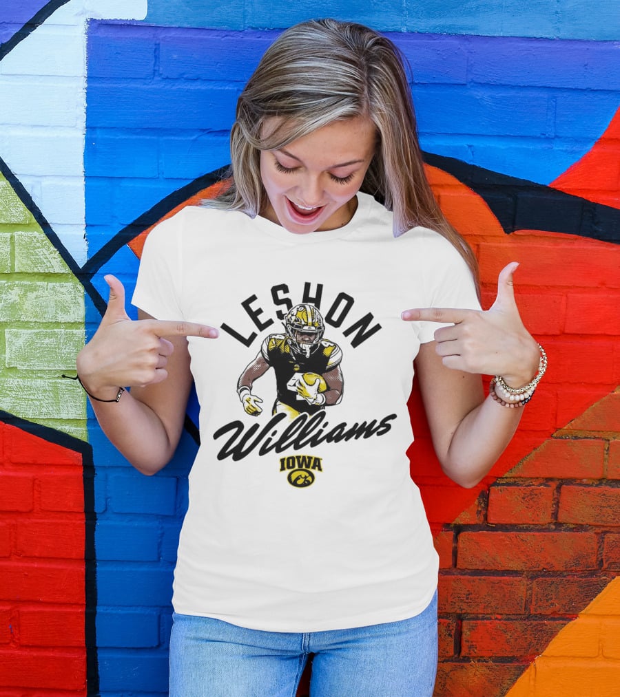 Leshon Williams Iowa Football Hawkeyes Cartoon Football Player T-Shirt